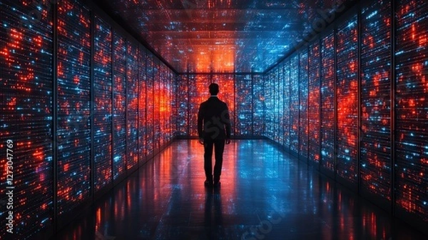 Obraz secure data management administrator ensuring cyber security in data center server farm cloud computing facility with system network protection engineering