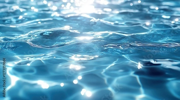 Fototapeta soft blue bokeh water background with gentle light reflections n ideal for tranquil and dreamy designs perfect for nature themed projects and calm serene visuals