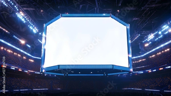 Fototapeta Hexagonal LED display in a sports arena, ideal for merchandise and team promotions.