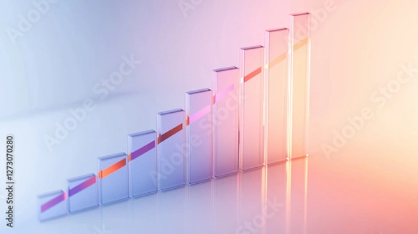 Fototapeta Abstract 3D glass graph symbolizing financial growth in a modern minimalistic design.