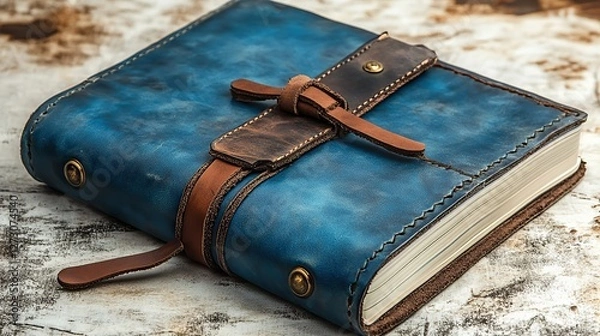 Obraz traveler s notebook with blue leather cover for documenting adventures journals and memories in high resolution png format with transparent background for easy integration into digital and print pro