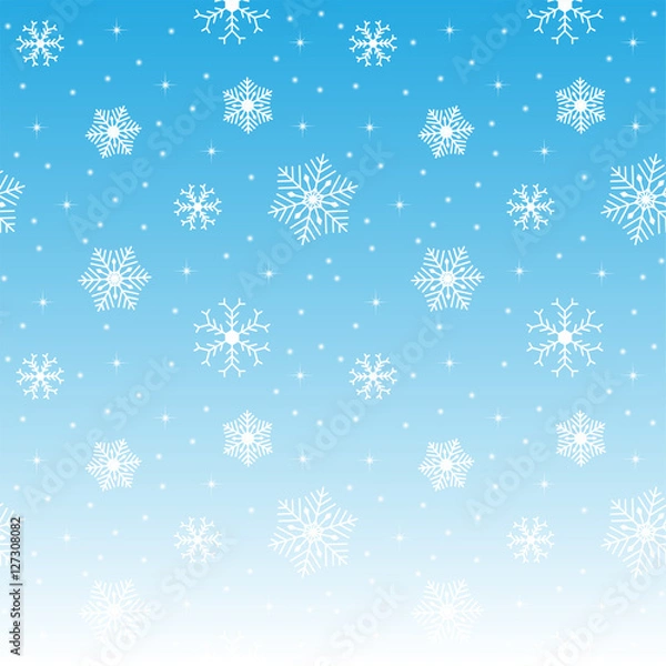 Obraz Seamless winter background pattern with snowflakes;