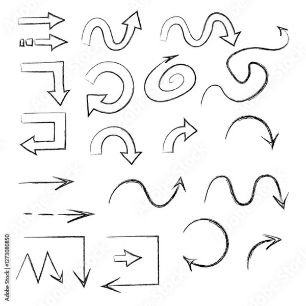 Fototapeta Arrows of different shapes in png on the transparent background