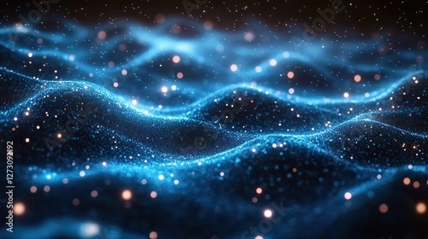 Fototapeta wireframe background with plexus effect futuristic vector illustration abstract blue background with stars abstract background with lights