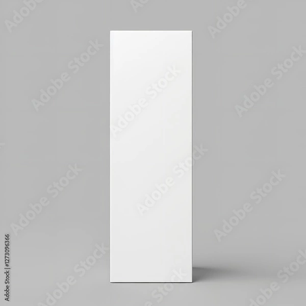 Fototapeta Blank White Box Mockup: A Simple, Rectangular White Box Isolated Against a Neutral Gray Background, Ideal for Product Packaging, Branding, or Mockup Presentations.