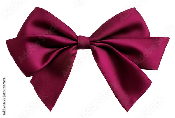 Fototapeta A cranberry red ribbon bow with deep, rich color and perfect symmetry on the solid white background.