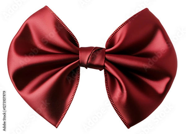 Fototapeta A deep red ribbon bow, perfectly tied with soft and glossy material on the solid white background.
