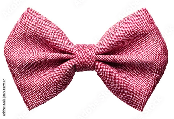 Fototapeta A raspberry pink ribbon bow with vibrant color and detailed texture on the solid white background.