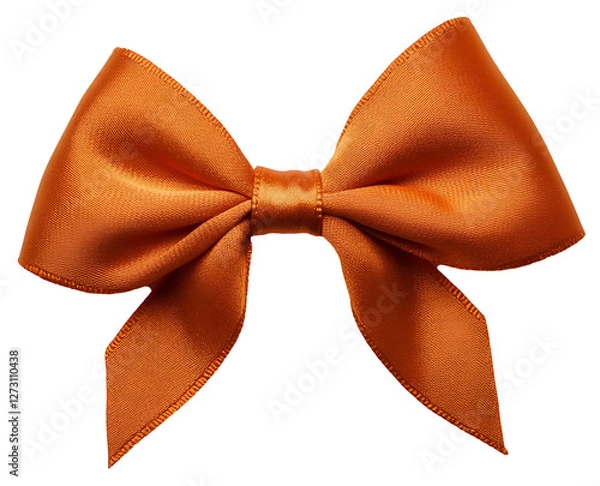 Fototapeta A rustic orange ribbon bow with a natural matte finish on the solid white background.