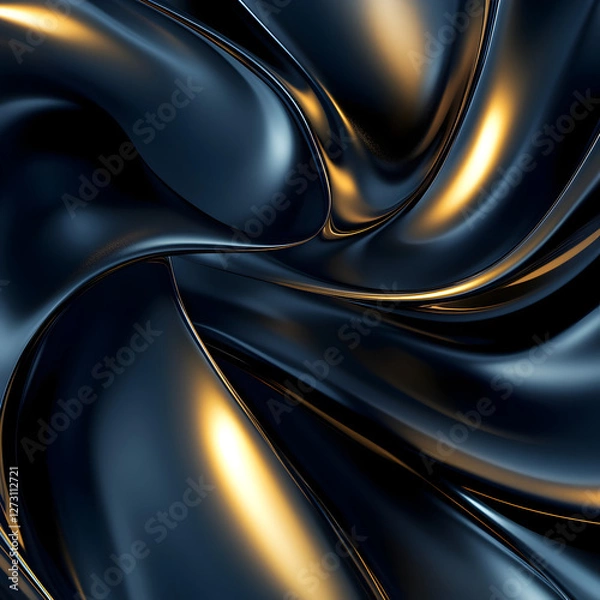 Fototapeta Black and gold digital art dynamic abstract patterns in modern design