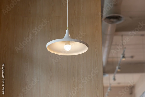 Obraz A white light fixture hanging from the ceiling