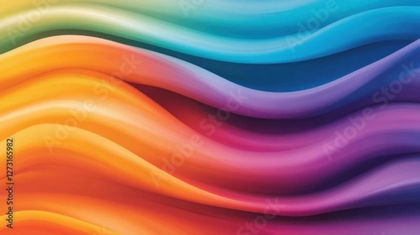 Fototapeta Vibrant waves of color intertwine, creating a dynamic and fluid abstract design, Ideal for backgrounds, digital art, or branding projects that seek to convey energy and creativity,