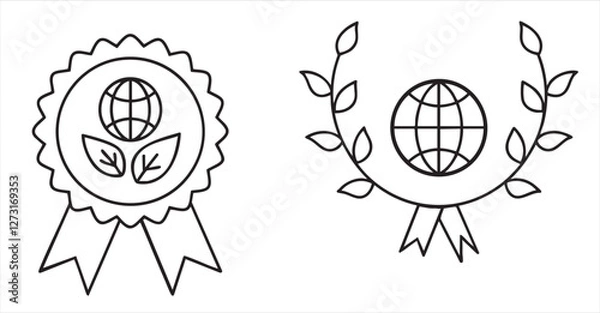Fototapeta Net Zero Icons representing environmental awards and achievements.