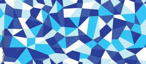 Fototapeta Blue ultramarine polygonal mosaic camouflage background. Triangular low poly seamless pattern.  Abstract geometric rumpled camo texture. Vector wallpaper 