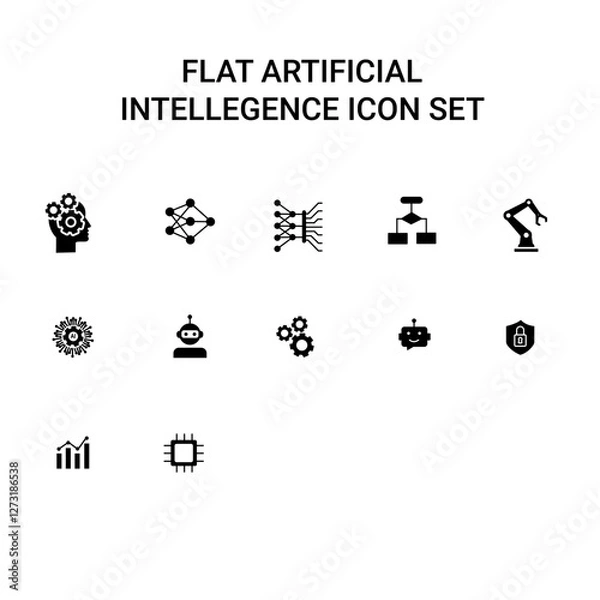 Fototapeta Flat artificial intellegence icon set