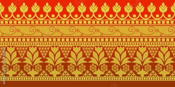 Obraz beautiful graphic saree design and this sari design is in Indian style which is for textile fashion industry and it can be used as wallpaper backdrop and website bg this style is originated in india