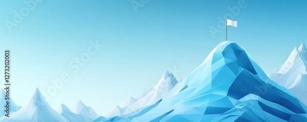 Fototapeta Conquering the summit achieving greatness at a mountain peak frozen landscape digital artwork elevated perspective