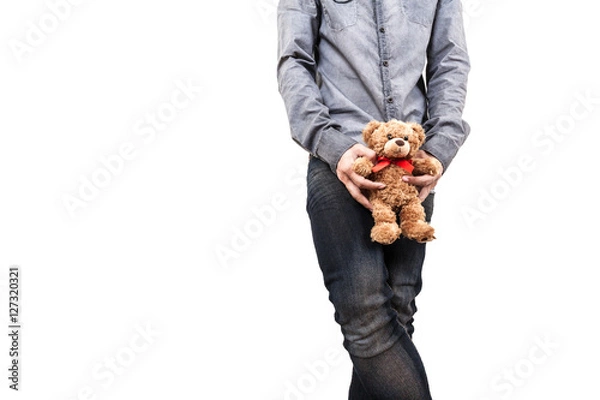 Obraz Man with teddy bear.