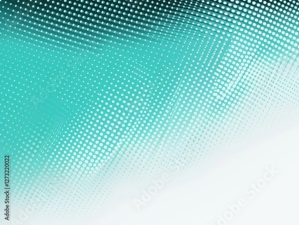 Obraz Abstract halftone gradient background in teal and white for digital graphic design, tech or presentations