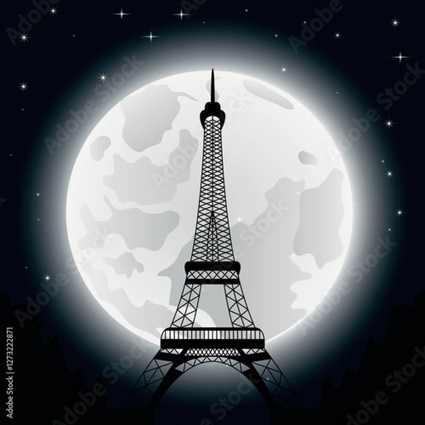 Obraz Eiffel tower in the moonlight
