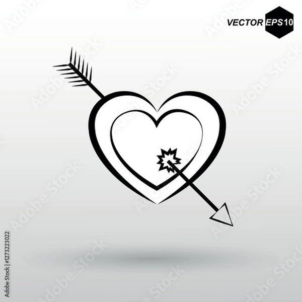 Obraz Arrow heart icon. EPS 10. Vector illustration