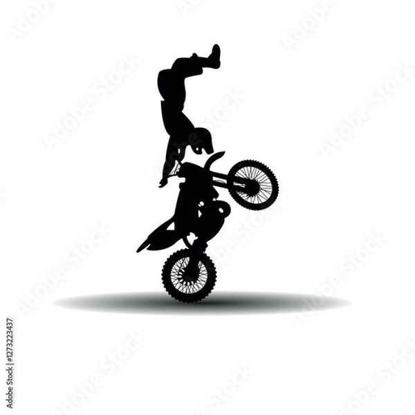 Obraz Silhouette of a man on a motorcycle. Vector illustration