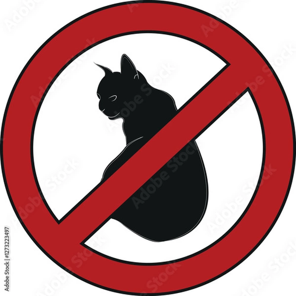 Obraz No cats sign, do not allowed, illustration