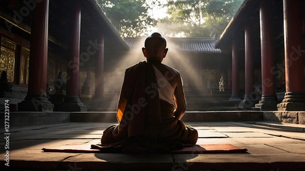 Obraz monk praying in the temple