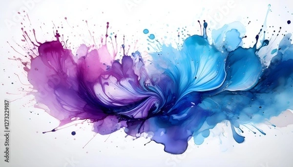Obraz blue ink splashes