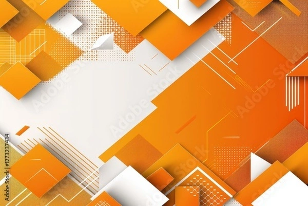 Fototapeta Abstract orange and white geometric shapes background. Suitable for graphic design projects