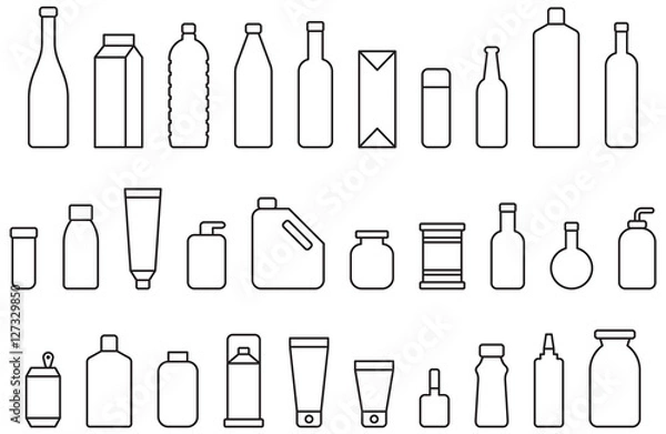 Obraz BOTTLES & CONTAINERS outline icons