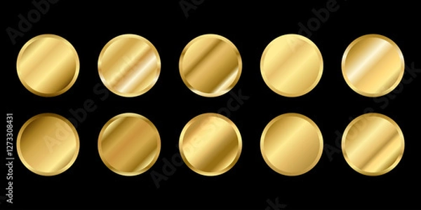 Fototapeta Golden gradients set. Round Circle badge Metallic gold gradients. Elegant gold swatch palette collection. A creative element for your design or logo banner and medal