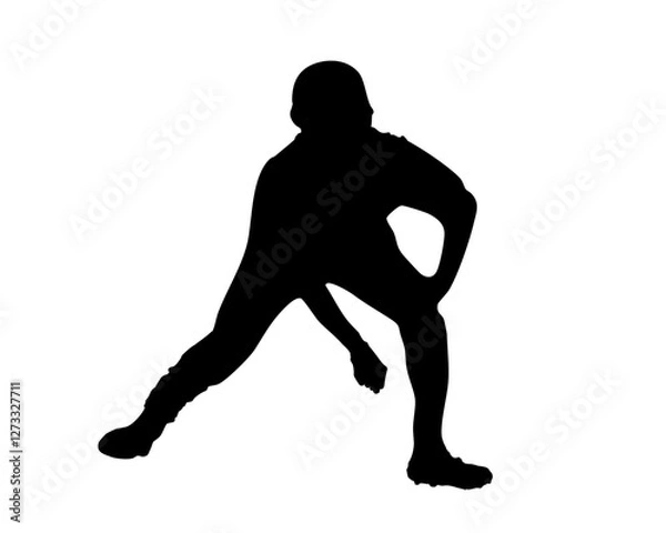 Fototapeta リードを取る野球ランナーのシルエット