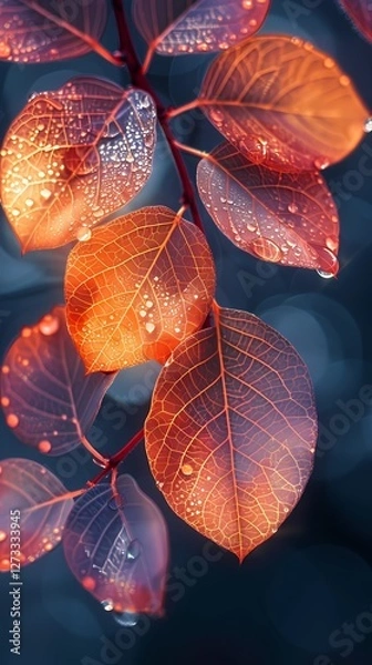 Fototapeta Digital technology translucent fantasy leaves plant abstract graphic poster background