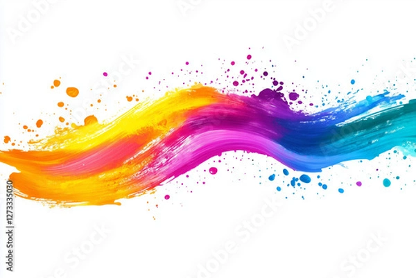 Fototapeta Freeform brushstrokes and paint splashes in vibrant tones. Expresses creativity and freedom for design studios or galleries