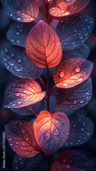 Fototapeta Digital technology translucent fantasy leaves plant abstract graphic poster background