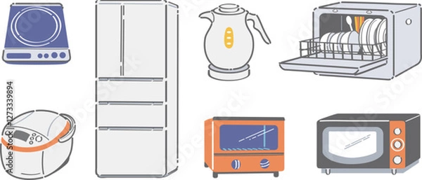 Obraz キッチン家電のイラストセット