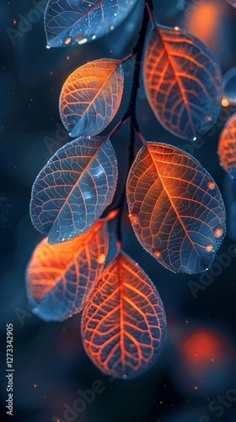 Fototapeta Digital technology translucent fantasy leaves plant abstract graphic poster background