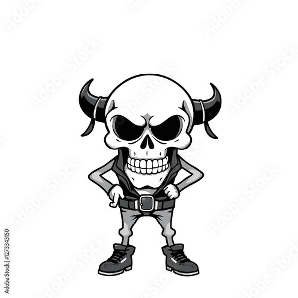 Fototapeta Skull emoji a popular character in the world of emojis, often used to represent skulls, bones, or skulls with horns.