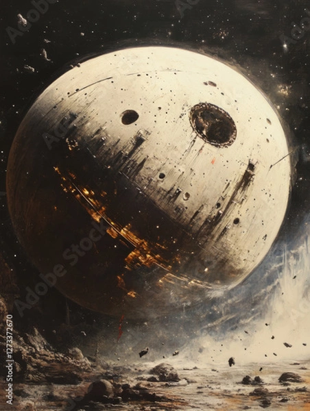 Obraz hyper realisitic astroanut , in space, incricate details, no flag, smooth and blended details, gallery fine art