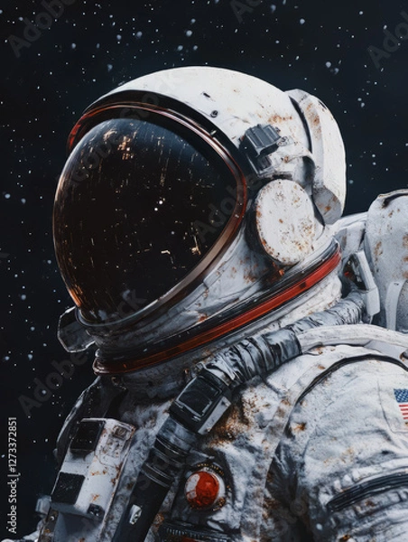 Obraz hyper realisitic astroanut , in space, incricate details, no flag, smooth and blended details, gallery fine art