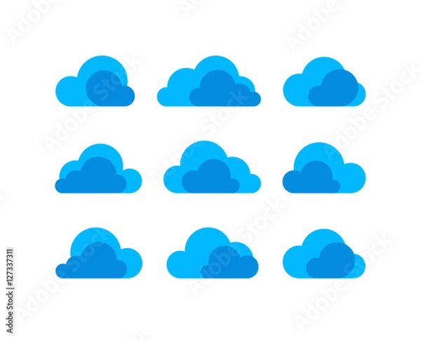 Obraz Abstract flat design cloud icon set