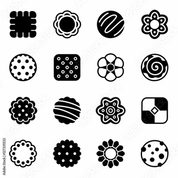 Obraz Vector Cookie, craker, biscuit icon set
