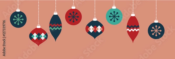 Obraz Różowy transparent ozdoby świąteczne