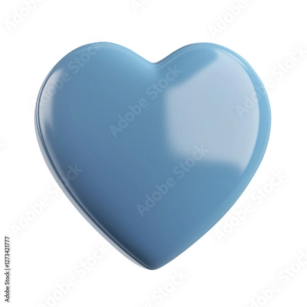 Fototapeta blue heart 3d render icon isolated on transparent white background, clipping path