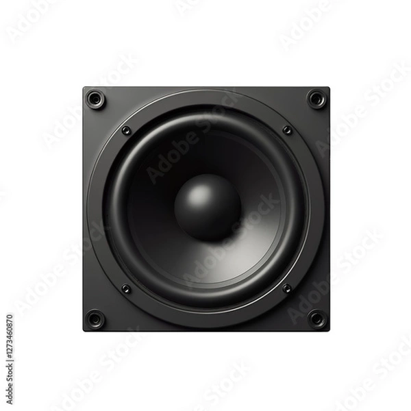 Fototapeta Black speaker with a round cone shape designed for deep bass sounds and clear audio performance