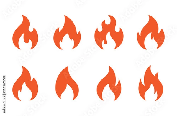 Fototapeta Fire flame icon vector design symbol. Set of fire icons. Flame design of different shapes. Vector illustration eps 10