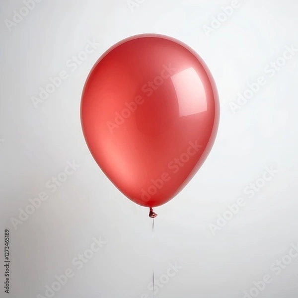 Fototapeta Single Red Balloon on White Background