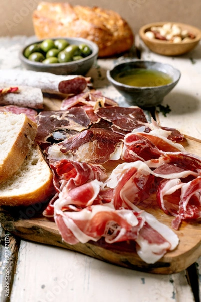 Obraz Snack board with Jamon Iberico