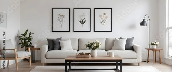 Fototapeta Modern Minimalist Living Room Interior Design